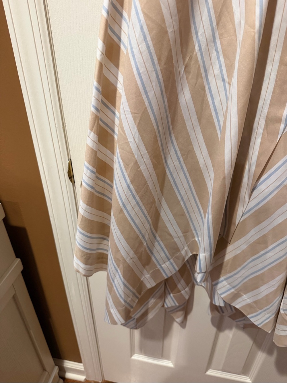 Beige and White Striped Halter Dress - Picture 3 of 5